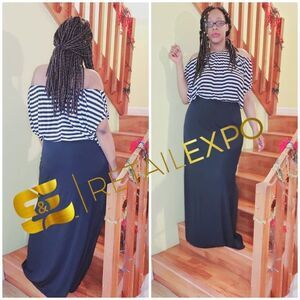 Black & White Striped Top Maxi Dress